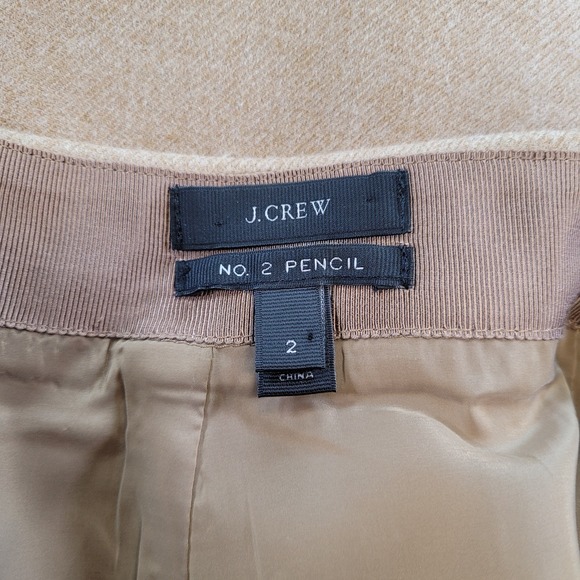 J. Crew No. 2 Pencil Skirt Womens 2 Tan Wool Quiet Luxury - Picture 5 of 7